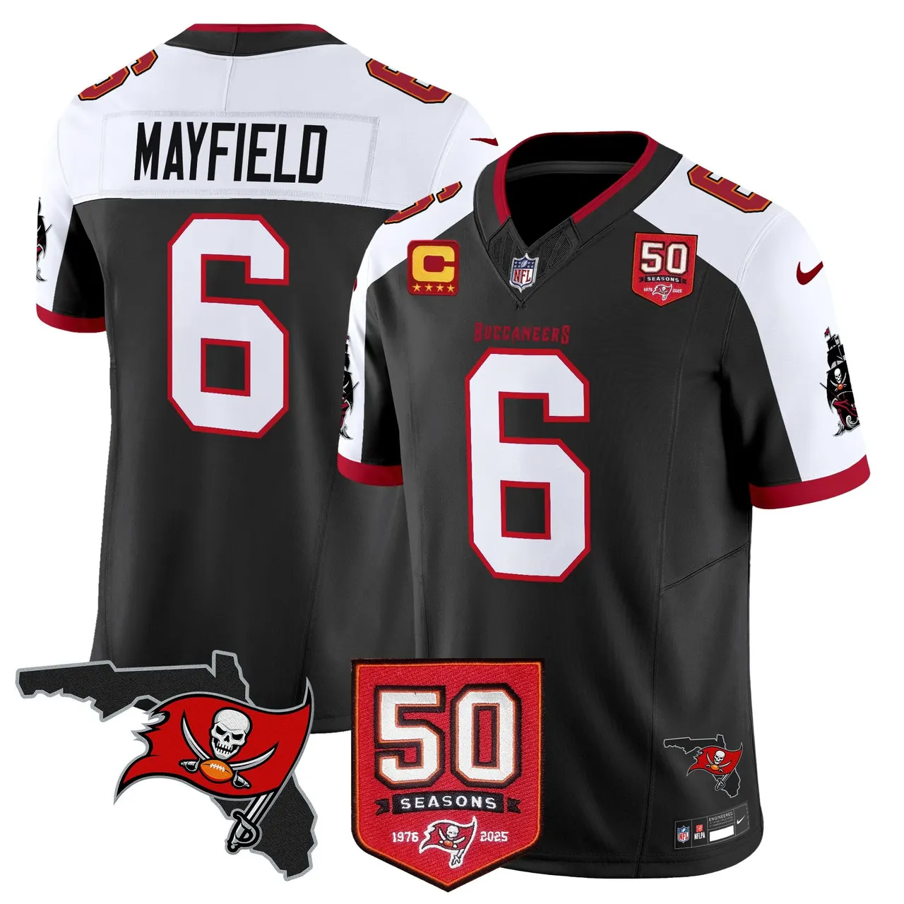 Tampa Bay Buccaneers Nike 50th Season Patch Vapor Limited Stitched Jersey - Anthracite