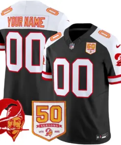 Alternative view of Tampa Bay Buccaneers Nike Throwback 50th Season Patch Vapor Custom Limited Stitched Jersey - Orange