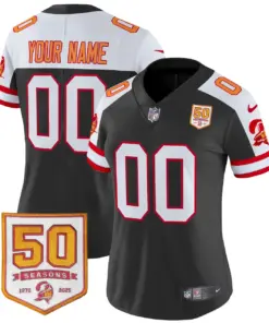 Tampa Bay Buccaneers Nike Throwback 50th Season Patch Vapor Custom Limited Stitched Jersey - Orange - Image 6