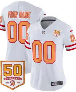 Tampa Bay Buccaneers Nike Throwback 50th Season Patch Vapor Custom Limited Stitched Jersey - Orange - Image 8