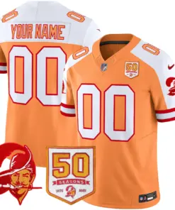 Tampa Bay Buccaneers Nike Throwback 50th Season Patch Vapor Custom Limited Stitched Jersey - Orange