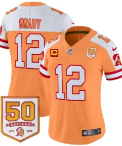 Alternative view of Tampa Bay Buccaneers Nike Women's Throwback 50th Season Patch Vapor Limited Stitched Jersey - Orange