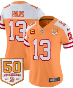 Tampa Bay Buccaneers Nike Women's Throwback 50th Season Patch Vapor Limited Stitched Jersey - Orange - Image 3