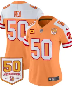 Tampa Bay Buccaneers Nike Women's Throwback 50th Season Patch Vapor Limited Stitched Jersey - Orange - Image 5