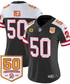 Tampa Bay Buccaneers Nike Women's Throwback 50th Season Patch Vapor Limited Stitched Jersey - Orange - Image 12