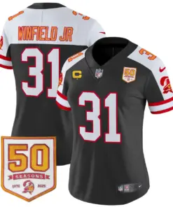 Tampa Bay Buccaneers Nike Women's Throwback 50th Season Patch Vapor Limited Stitched Jersey - Orange - Image 13