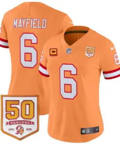 Tampa Bay Buccaneers Nike Women's Throwback 50th Season Patch Vapor Limited Stitched Jersey - Orange - Image 15