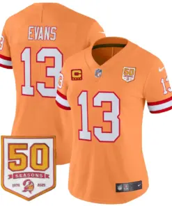 Tampa Bay Buccaneers Nike Women's Throwback 50th Season Patch Vapor Limited Stitched Jersey - Orange - Image 17
