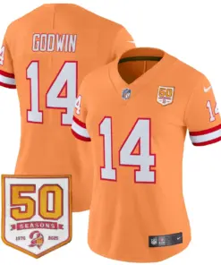 Tampa Bay Buccaneers Nike Women's Throwback 50th Season Patch Vapor Limited Stitched Jersey - Orange - Image 18