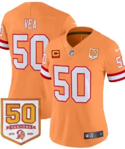 Tampa Bay Buccaneers Nike Women's Throwback 50th Season Patch Vapor Limited Stitched Jersey - Orange - Image 19