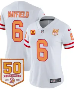 Tampa Bay Buccaneers Nike Women's Throwback 50th Season Patch Vapor Limited Stitched Jersey - Orange - Image 22