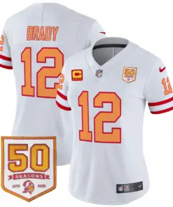 Tampa Bay Buccaneers Nike Women's Throwback 50th Season Patch Vapor Limited Stitched Jersey - Orange - Image 23