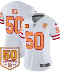 Tampa Bay Buccaneers Nike Women's Throwback 50th Season Patch Vapor Limited Stitched Jersey - Orange - Image 26
