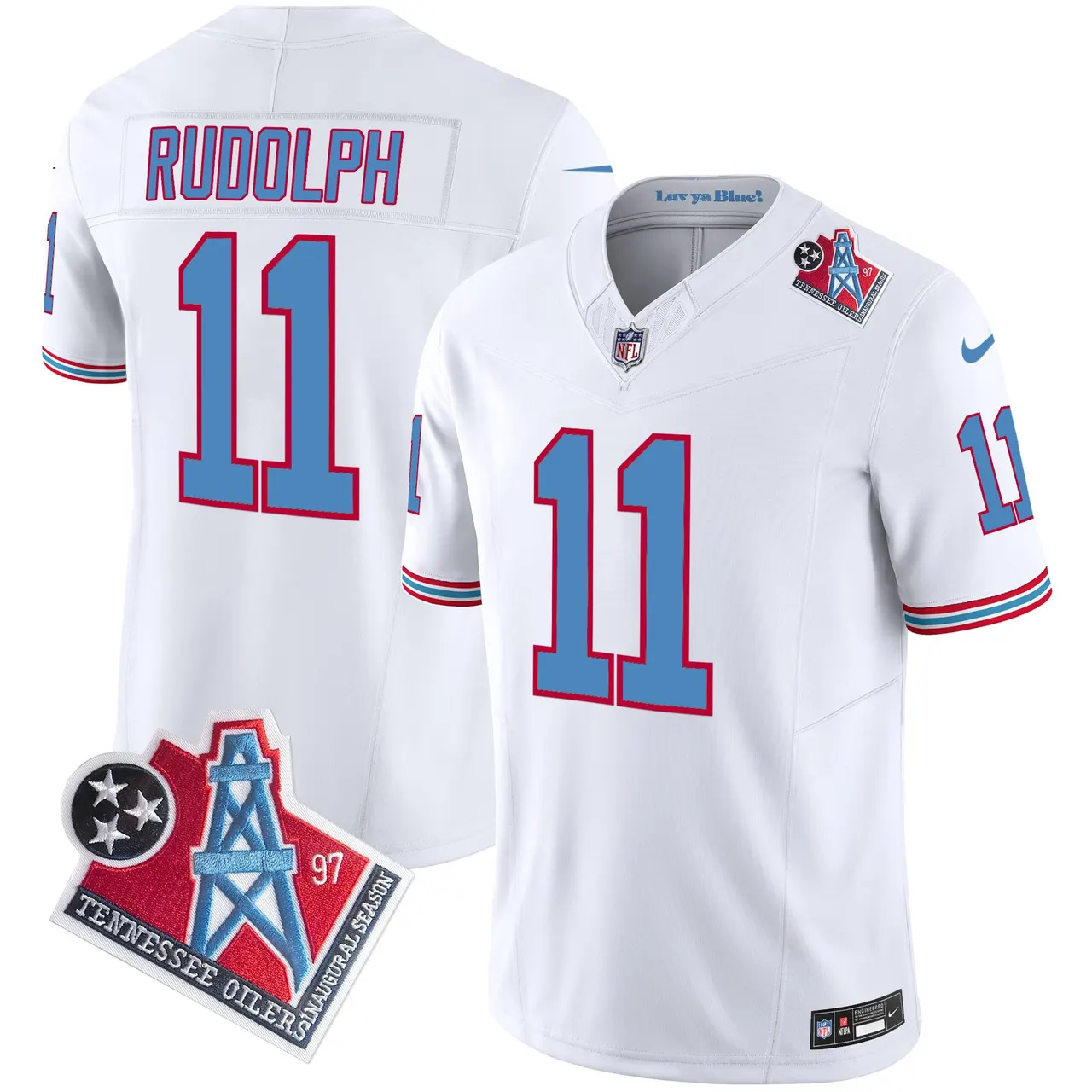 Tennessee Titans Nike 1997 Throwback Vapor Limited Stitched Jersey Ward - White - Image 2