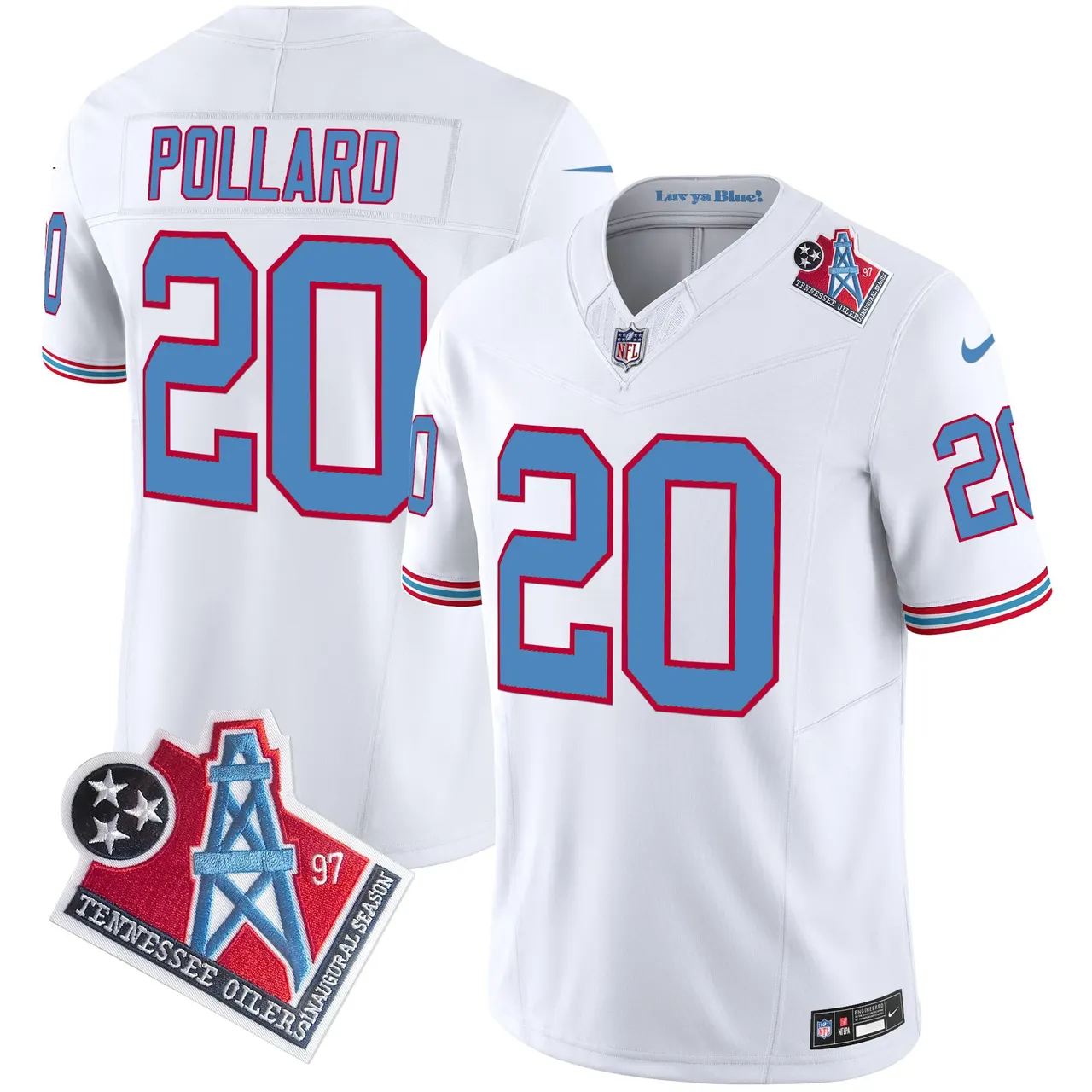 Tennessee Titans Nike 1997 Throwback Vapor Limited Stitched Jersey Ward - White - Image 4