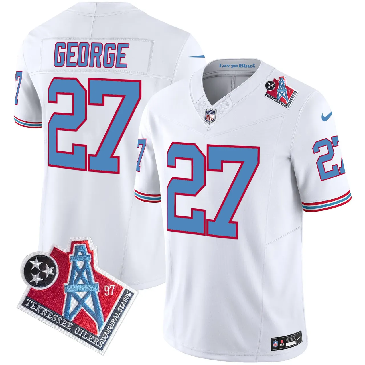 Tennessee Titans Nike 1997 Throwback Vapor Limited Stitched Jersey Ward - White - Image 9