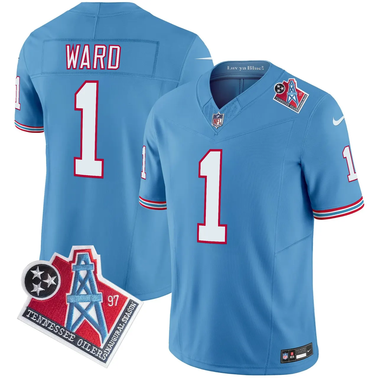 Tennessee Titans Nike 1997 Throwback Vapor Limited Stitched Jersey Ward - White - Image 10