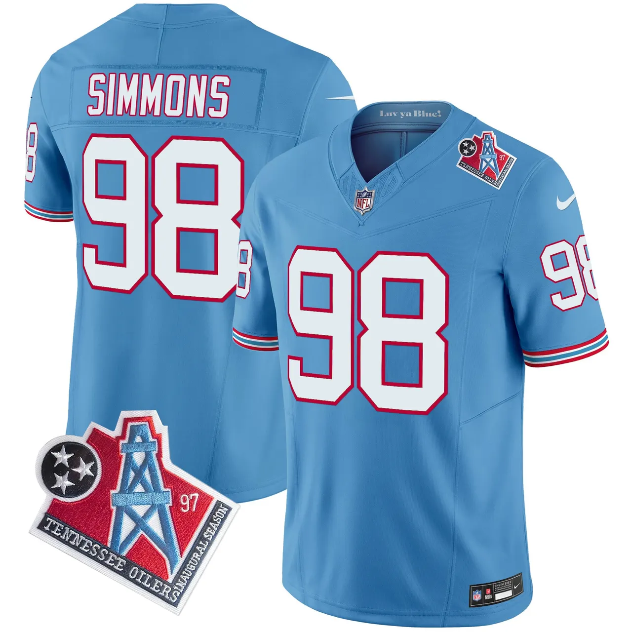Tennessee Titans Nike 1997 Throwback Vapor Limited Stitched Jersey Ward - White - Image 16