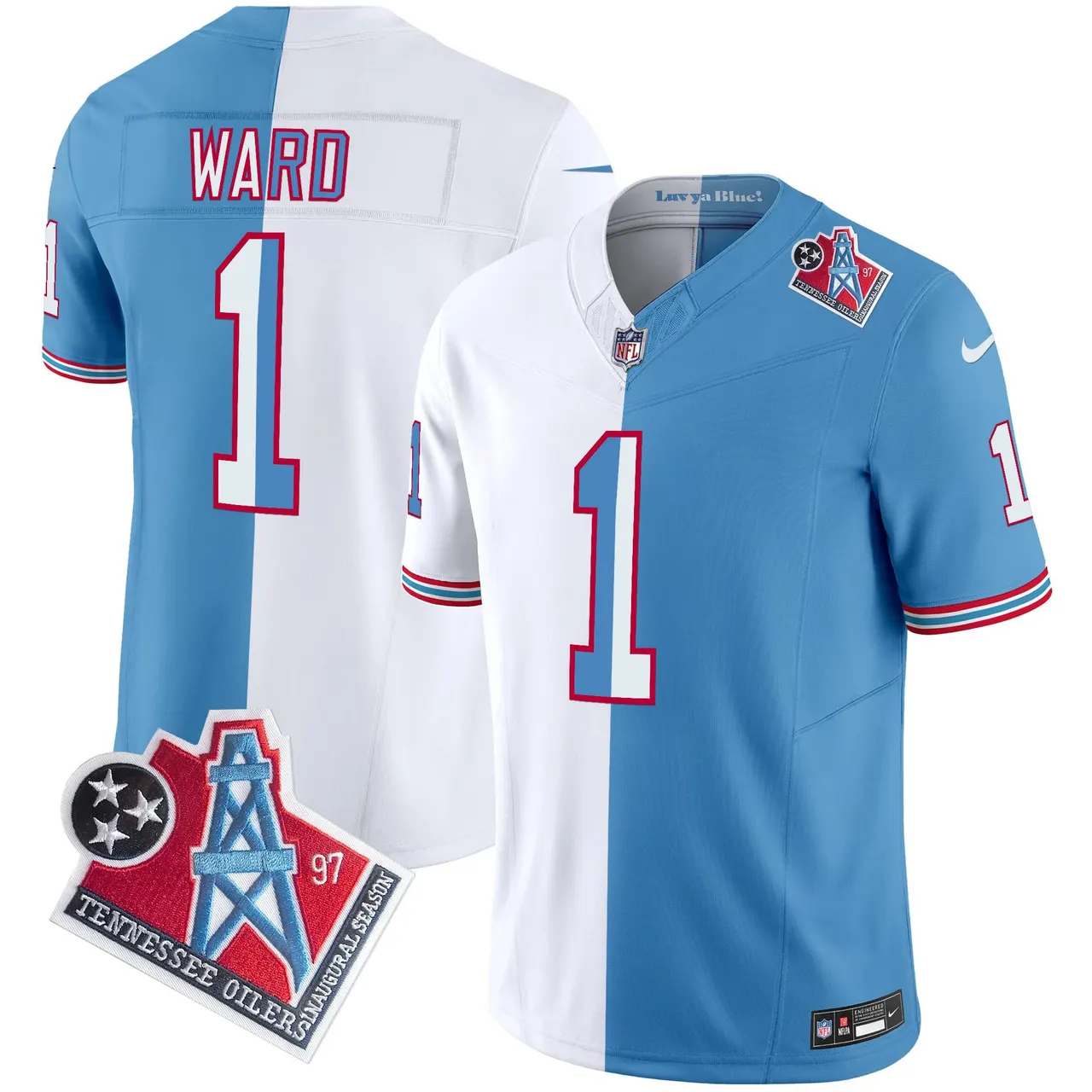 Tennessee Titans Nike 1997 Throwback Vapor Limited Stitched Jersey Ward - White - Image 19