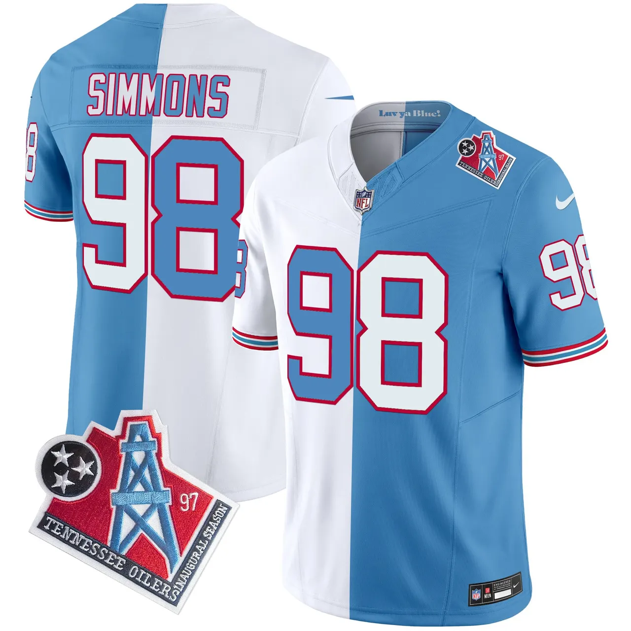 Tennessee Titans Nike 1997 Throwback Vapor Limited Stitched Jersey Ward - White - Image 25
