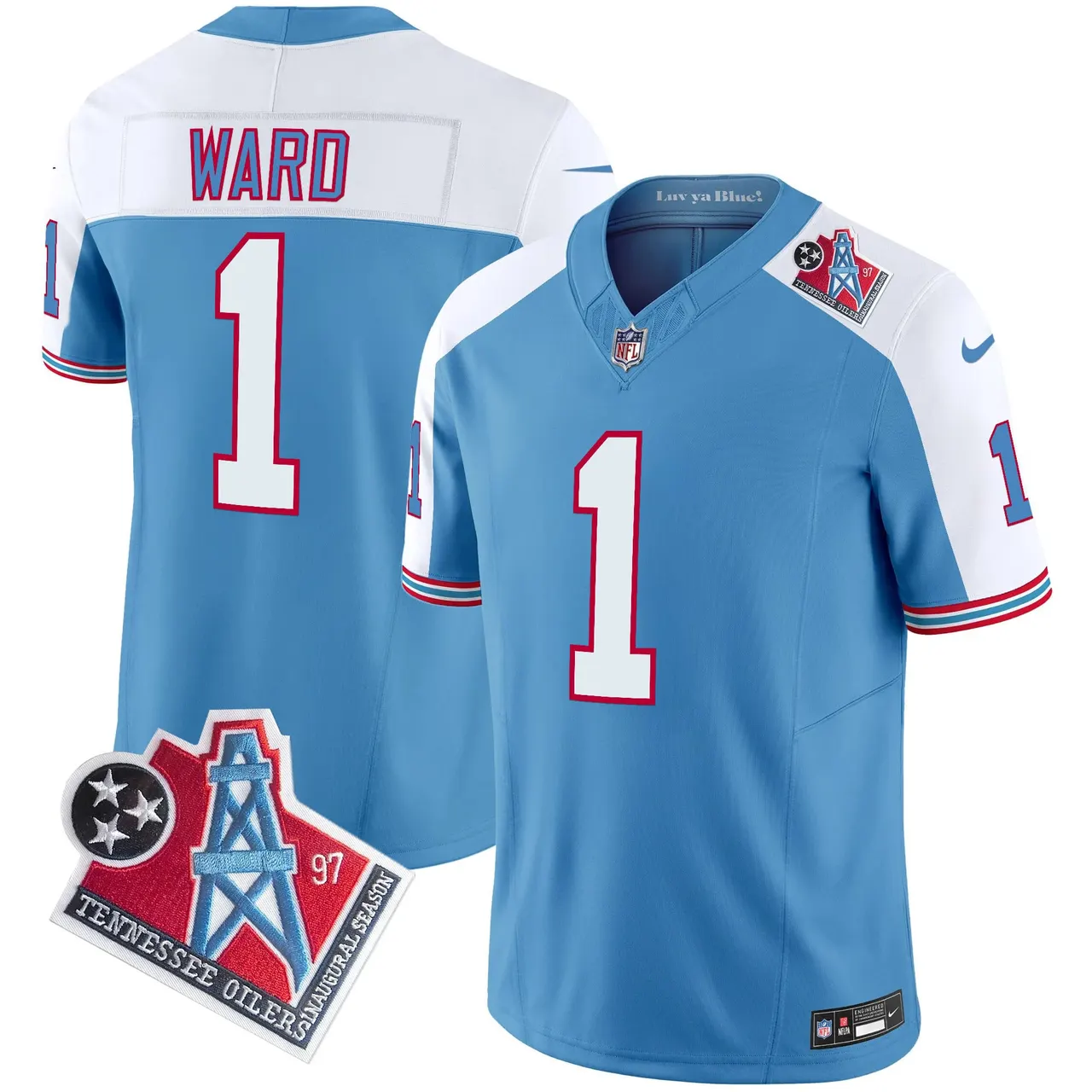 Tennessee Titans Nike 1997 Throwback Vapor Limited Stitched Jersey Ward - White - Image 28