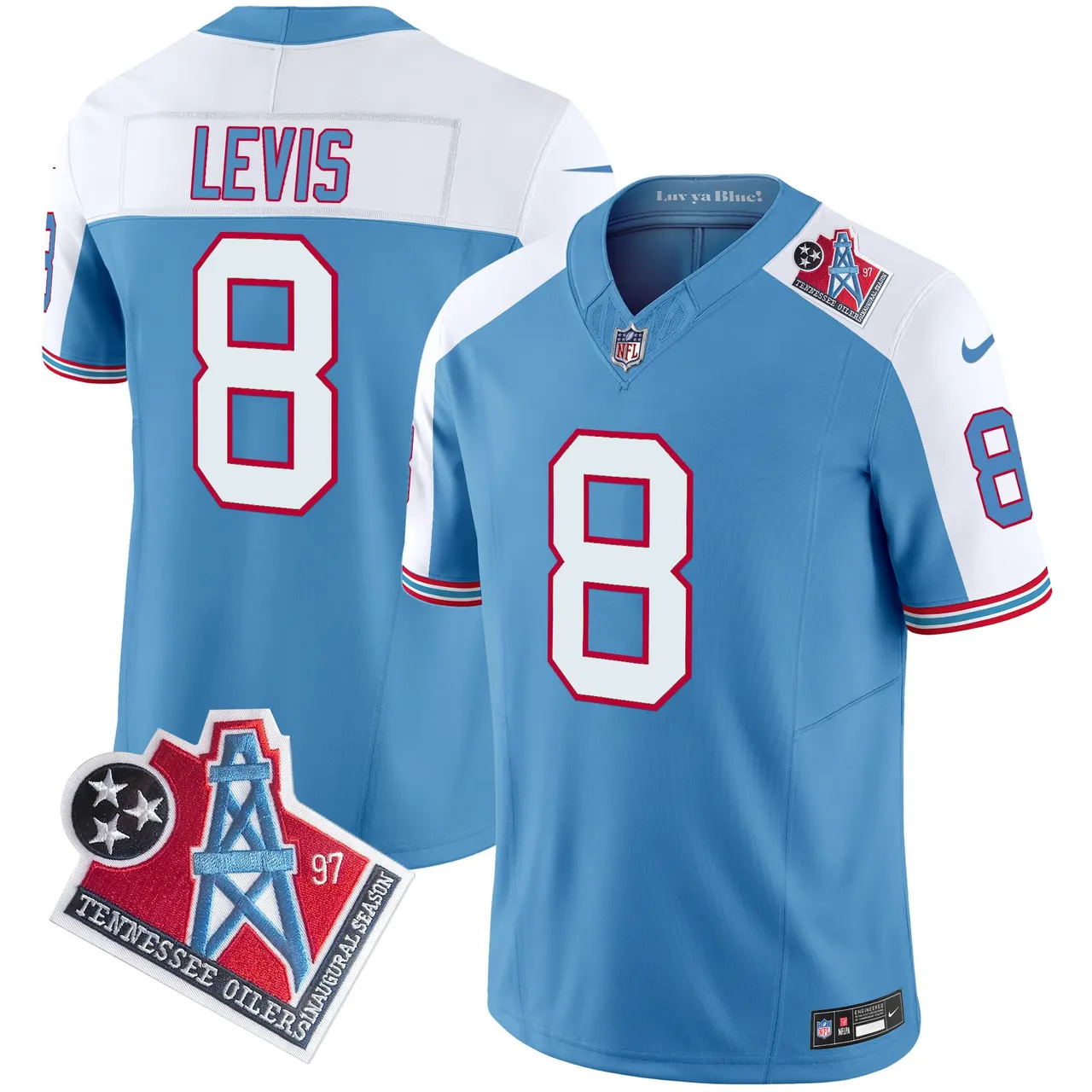 Tennessee Titans Nike 1997 Throwback Vapor Limited Stitched Jersey Ward - White - Image 30