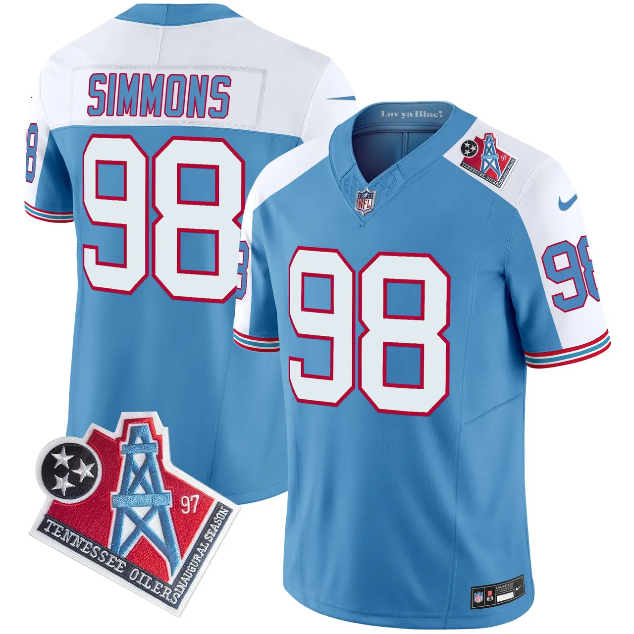 Tennessee Titans Nike 1997 Throwback Vapor Limited Stitched Jersey Ward - White - Image 34