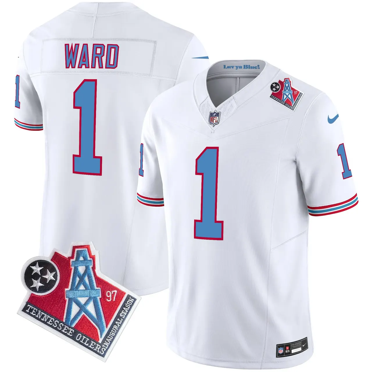 Tennessee Titans Nike 1997 Throwback Vapor Limited Stitched Jersey Ward - White