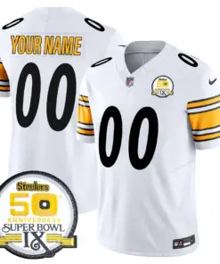 Pittsburgh Steelers Nike 50th Anniversary Super Bowl IX Patch Vapor Custom Limited Stitched Jersey - Black - Image 4