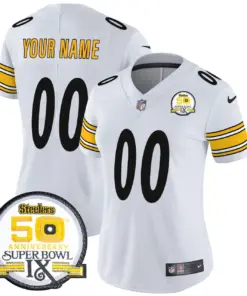 Pittsburgh Steelers Nike 50th Anniversary Super Bowl IX Patch Vapor Custom Limited Stitched Jersey - Black - Image 10