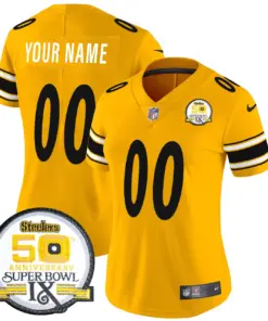 Pittsburgh Steelers Nike 50th Anniversary Super Bowl IX Patch Vapor Custom Limited Stitched Jersey - Black - Image 11