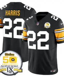 Sawyer Pittsburgh Steelers Nike 50th Anniversary Super Bowl IX Patch Vapor Limited Stitched Jersey - Black - Image 5