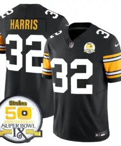 Sawyer Pittsburgh Steelers Nike 50th Anniversary Super Bowl IX Patch Vapor Limited Stitched Jersey - Black - Image 8