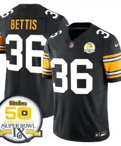 Sawyer Pittsburgh Steelers Nike 50th Anniversary Super Bowl IX Patch Vapor Limited Stitched Jersey - Black - Image 9
