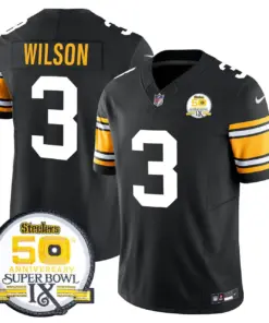 Sawyer Pittsburgh Steelers Nike 50th Anniversary Super Bowl IX Patch Vapor Limited Stitched Jersey - Black - Image 10