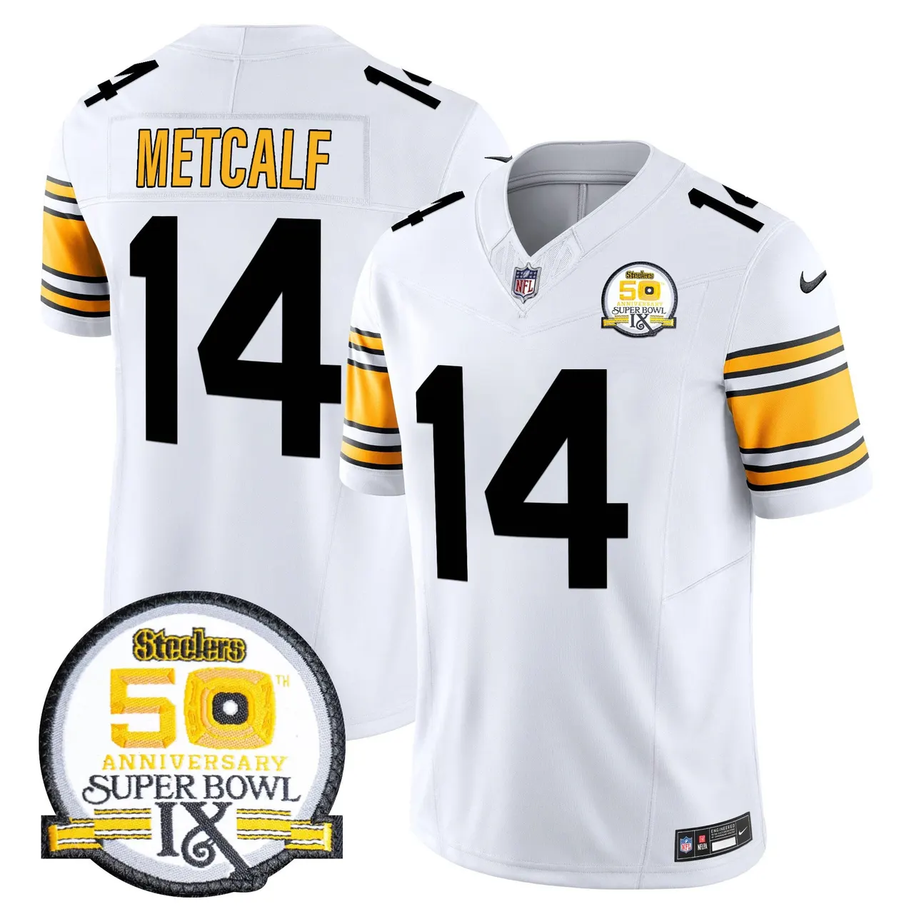 Sawyer Pittsburgh Steelers Nike 50th Anniversary Super Bowl IX Patch Vapor Limited Stitched Jersey - Black - Image 12