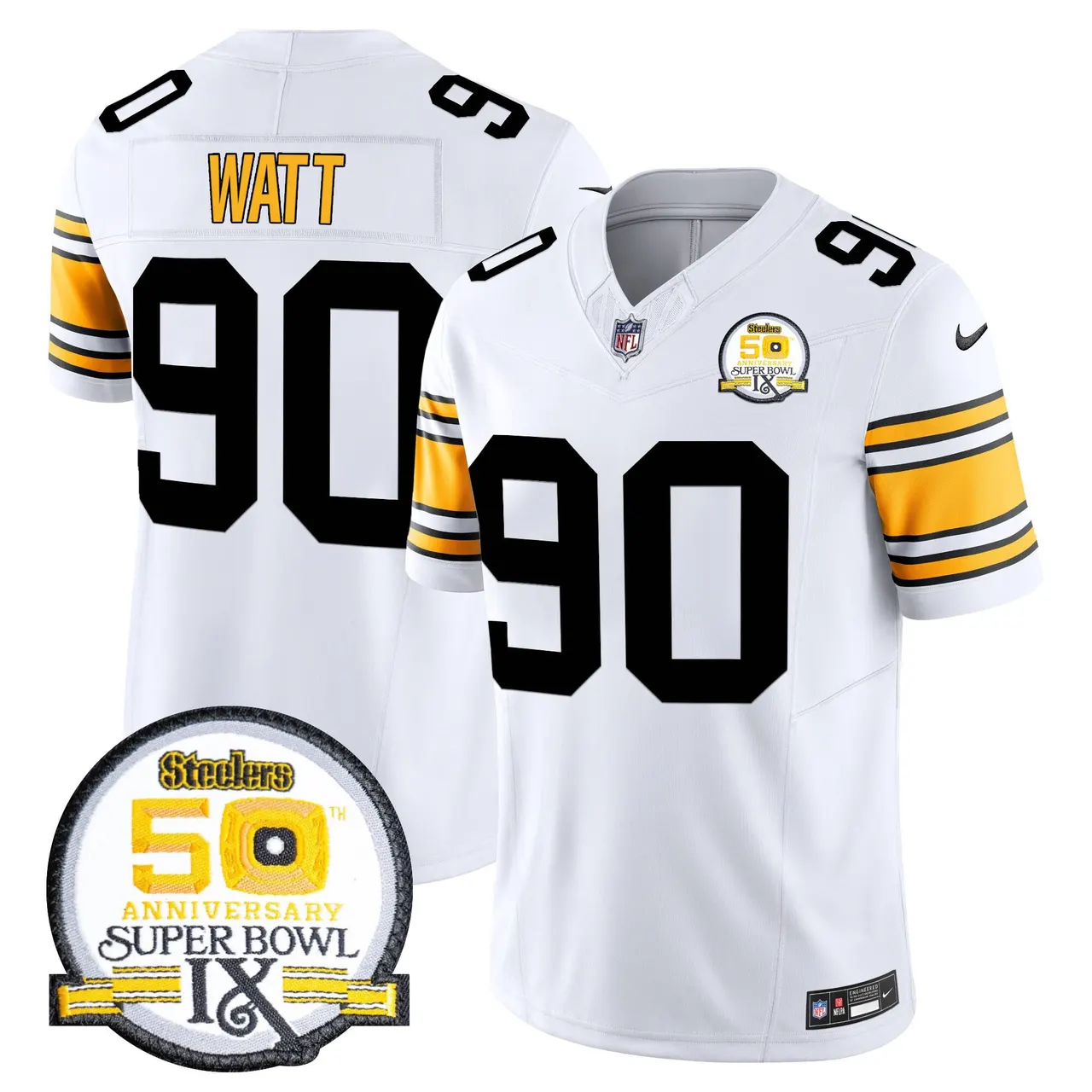 Sawyer Pittsburgh Steelers Nike 50th Anniversary Super Bowl IX Patch Vapor Limited Stitched Jersey - Black - Image 13