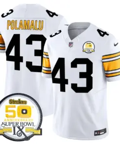Sawyer Pittsburgh Steelers Nike 50th Anniversary Super Bowl IX Patch Vapor Limited Stitched Jersey - Black - Image 16