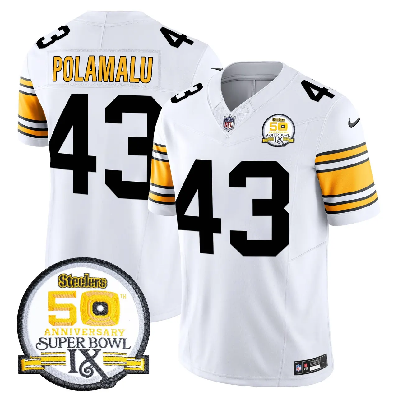 Sawyer Pittsburgh Steelers Nike 50th Anniversary Super Bowl IX Patch Vapor Limited Stitched Jersey - Black - Image 16