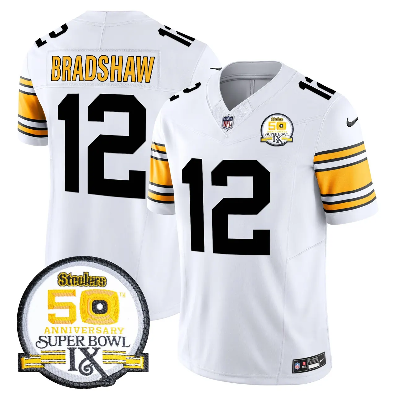 Sawyer Pittsburgh Steelers Nike 50th Anniversary Super Bowl IX Patch Vapor Limited Stitched Jersey - Black - Image 17