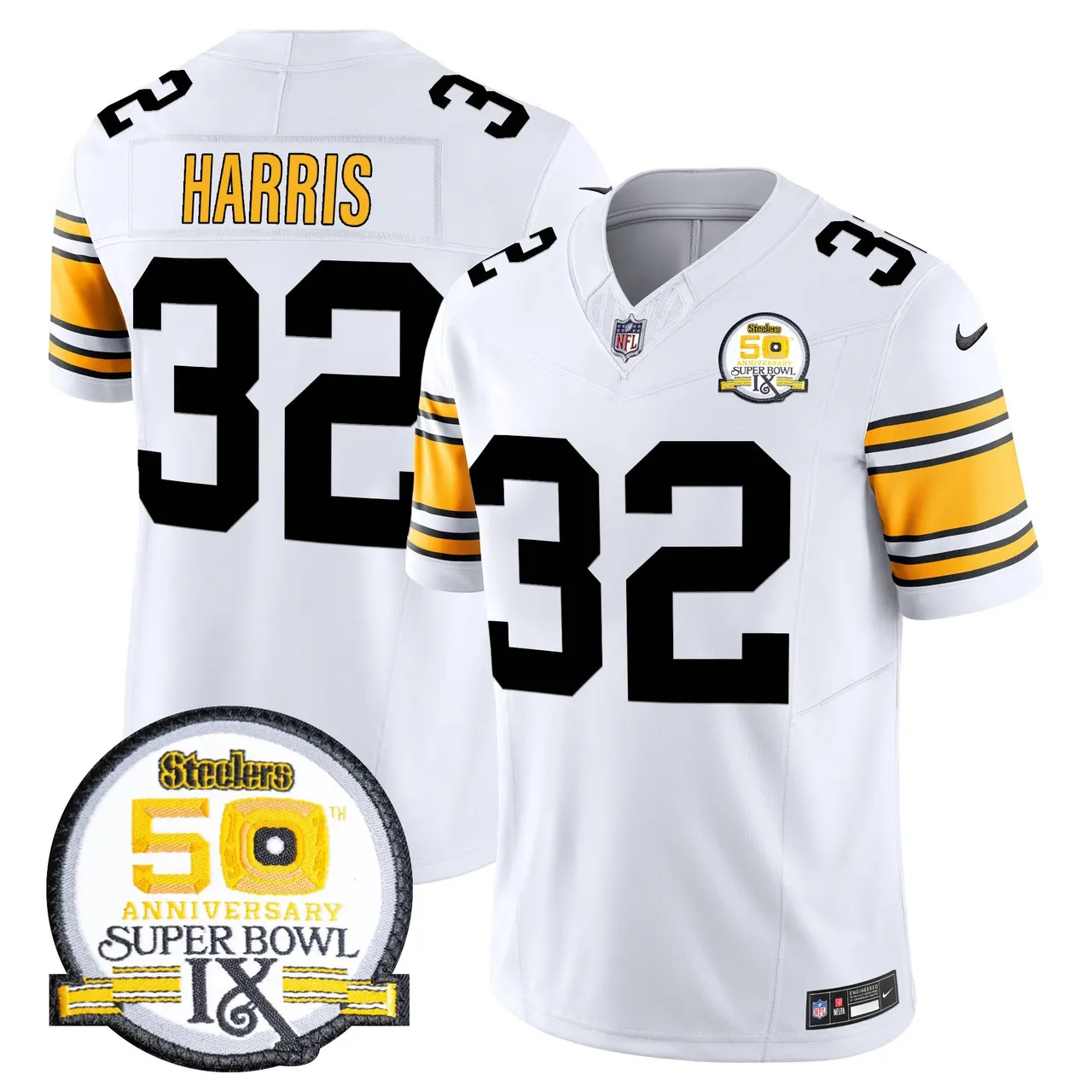 Sawyer Pittsburgh Steelers Nike 50th Anniversary Super Bowl IX Patch Vapor Limited Stitched Jersey - Black - Image 18