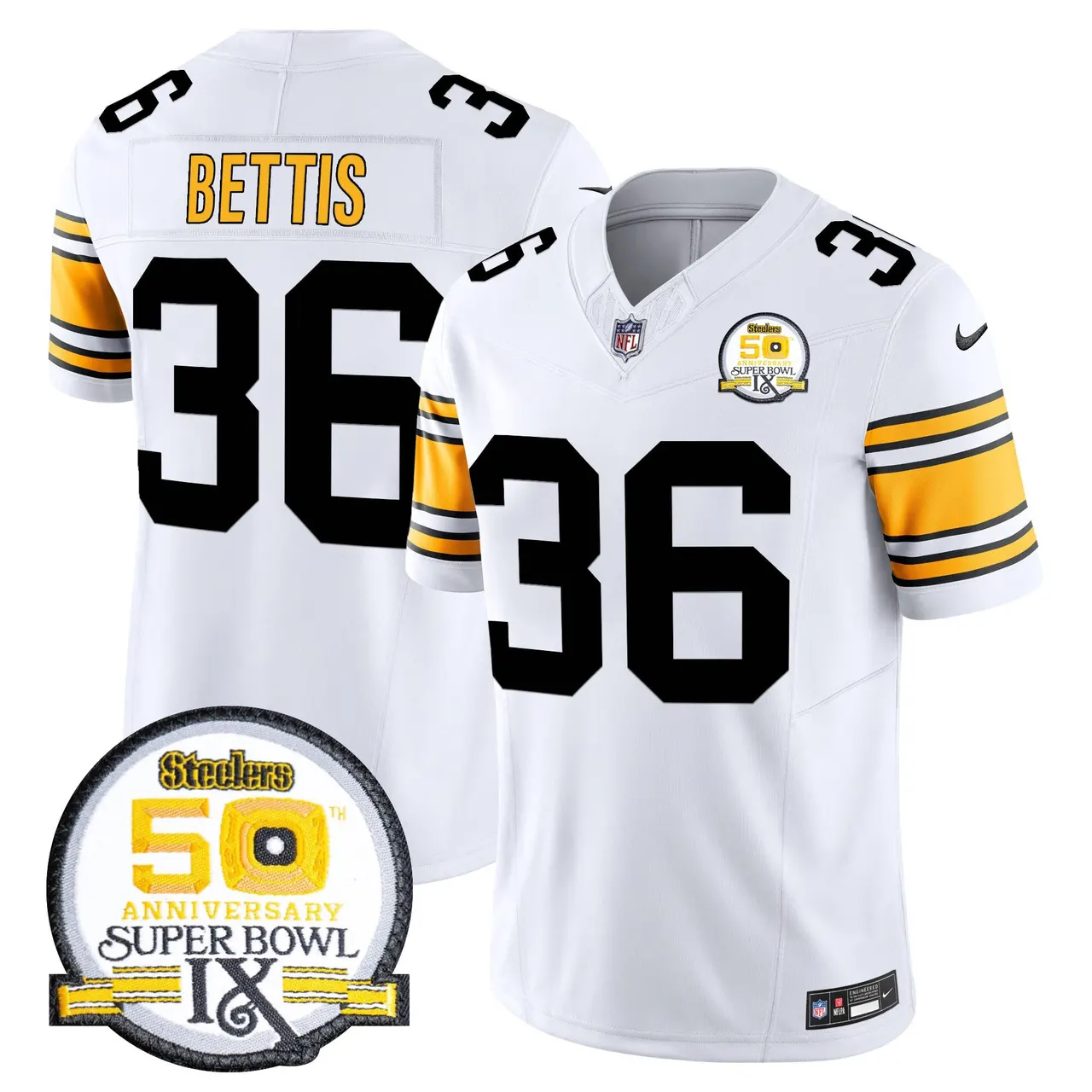 Sawyer Pittsburgh Steelers Nike 50th Anniversary Super Bowl IX Patch Vapor Limited Stitched Jersey - Black - Image 19