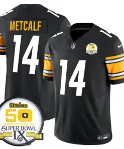 Sawyer Pittsburgh Steelers Nike 50th Anniversary Super Bowl IX Patch Vapor Limited Stitched Jersey - Black - Image 22