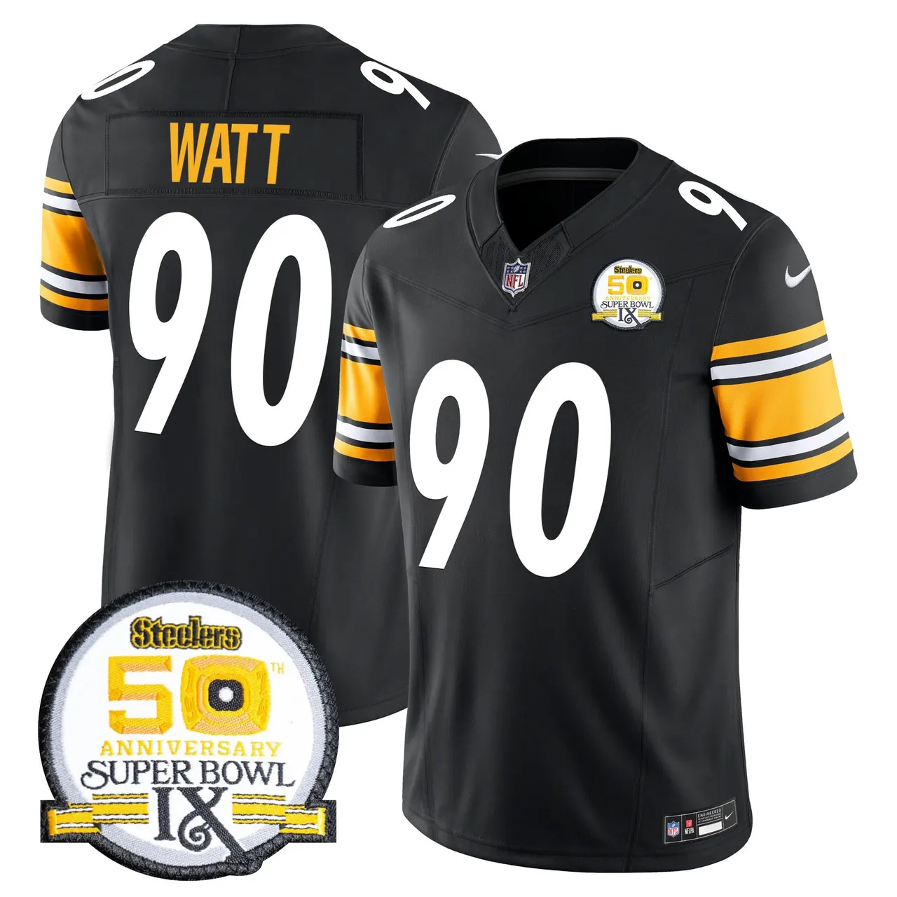 Sawyer Pittsburgh Steelers Nike 50th Anniversary Super Bowl IX Patch Vapor Limited Stitched Jersey - Black - Image 23