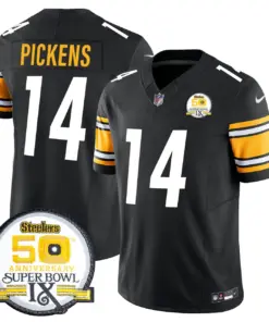 Sawyer Pittsburgh Steelers Nike 50th Anniversary Super Bowl IX Patch Vapor Limited Stitched Jersey - Black - Image 24