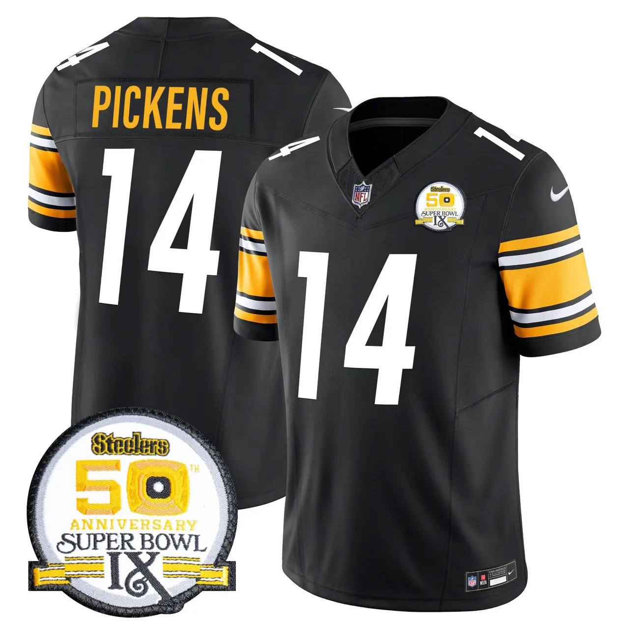 Sawyer Pittsburgh Steelers Nike 50th Anniversary Super Bowl IX Patch Vapor Limited Stitched Jersey - Black - Image 24