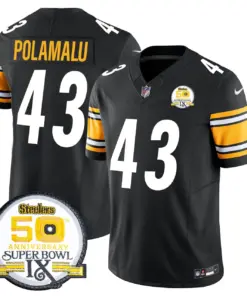 Sawyer Pittsburgh Steelers Nike 50th Anniversary Super Bowl IX Patch Vapor Limited Stitched Jersey - Black - Image 26