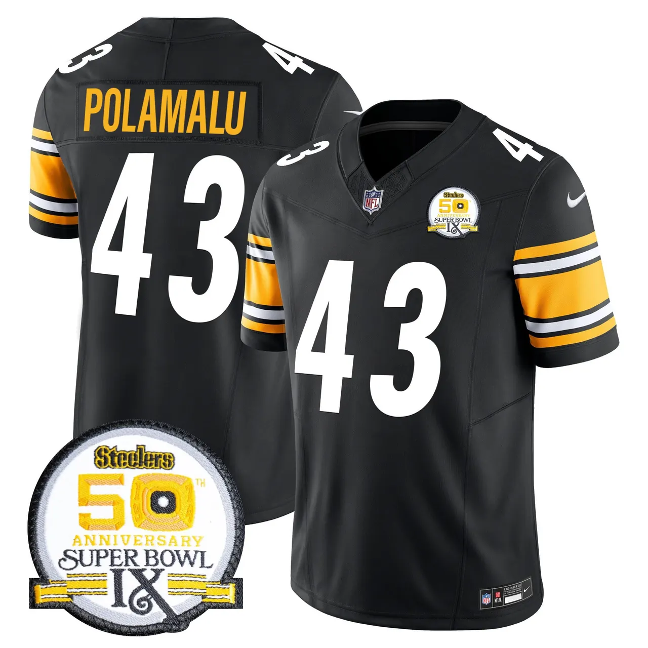 Sawyer Pittsburgh Steelers Nike 50th Anniversary Super Bowl IX Patch Vapor Limited Stitched Jersey - Black - Image 26