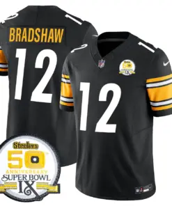 Sawyer Pittsburgh Steelers Nike 50th Anniversary Super Bowl IX Patch Vapor Limited Stitched Jersey - Black - Image 27