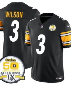 Sawyer Pittsburgh Steelers Nike 50th Anniversary Super Bowl IX Patch Vapor Limited Stitched Jersey - Black - Image 30